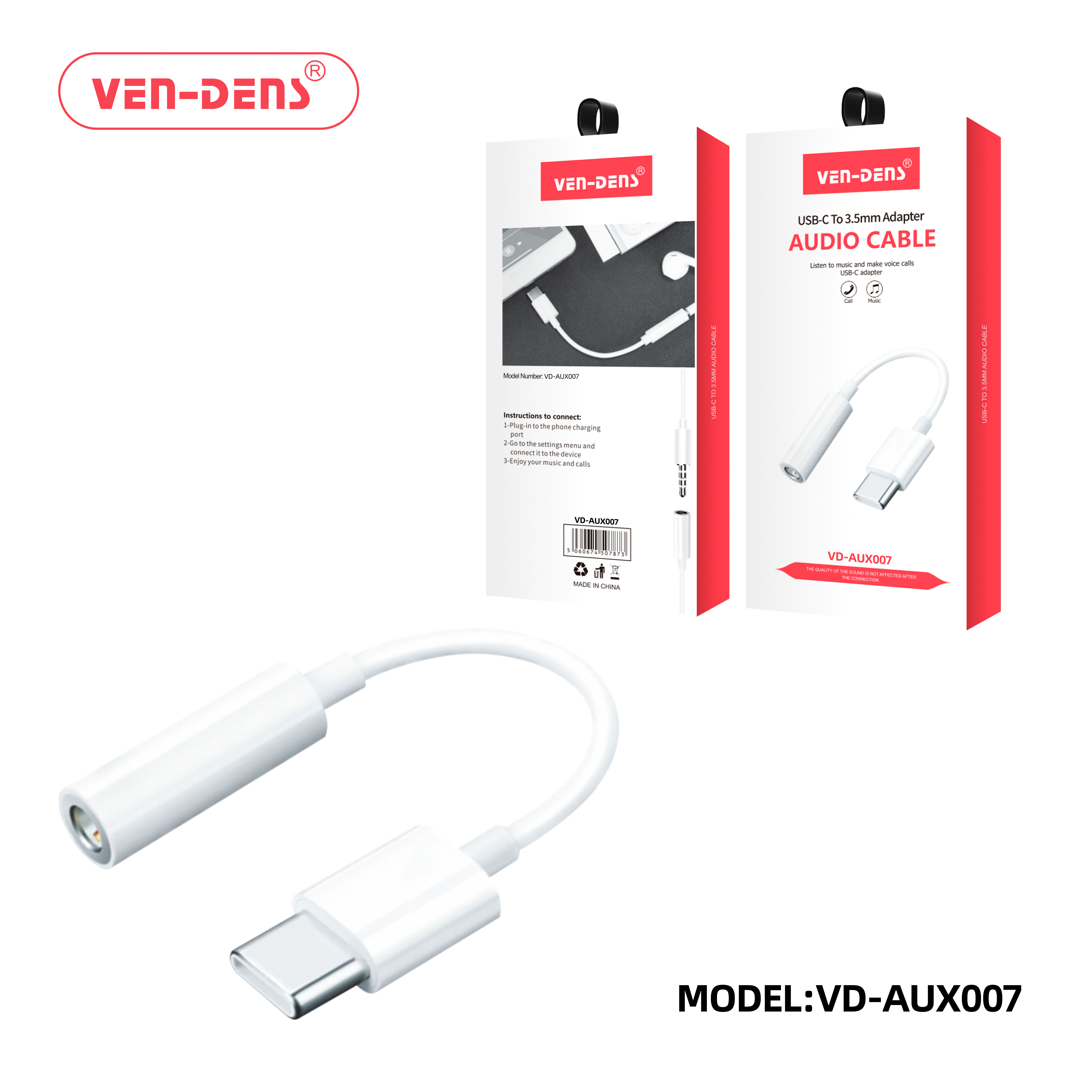 Type-C to 3.5mm female adapter（VD-AUX007）